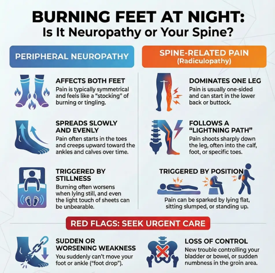 Burning nerve pain in feet at night