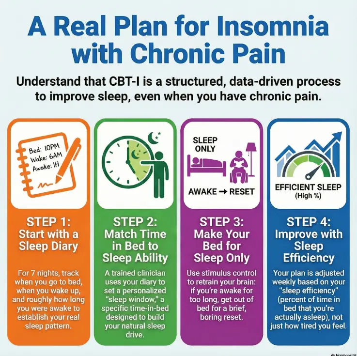 CBT-I for Insomnia With Chronic Pain: What It Is + How to Find Legit Help (In-Person or Telehealth) 3 CBT-I for insomnia with chronic pain