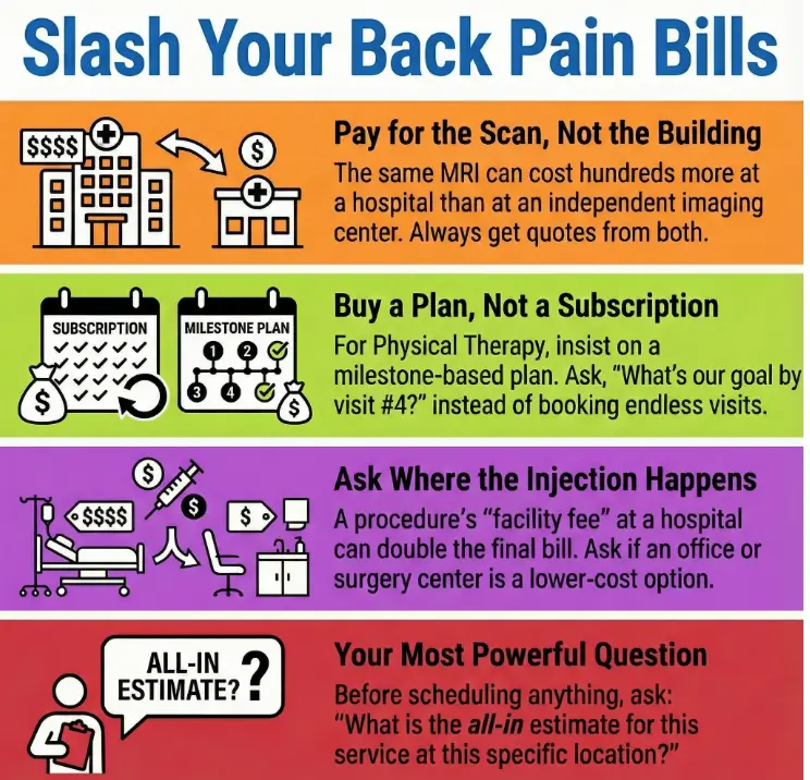 Chronic Back Pain Costs: Cut $1,000+ on MRI, PT, and Injections (US Playbook, No Care Skipped) 3 chronic back pain costs