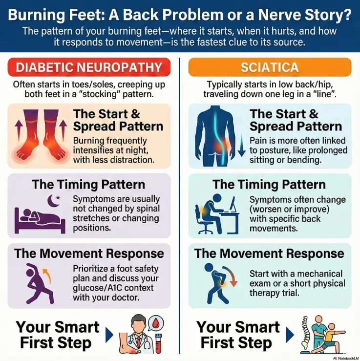 Diabetic Neuropathy vs Sciatica: 7 Clues Your Burning Feet Aren’t From Your Back 3 diabetic neuropathy sciatica burning feet peripheral neuropathy nerve pain checklist1