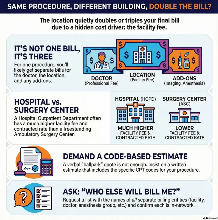 Hospital Outpatient vs Ambulatory Surgery Center Facility Fee: Why Your Epidural Injection Bill Doubles (2025) 3 hospital outpatient vs ASC facility fee