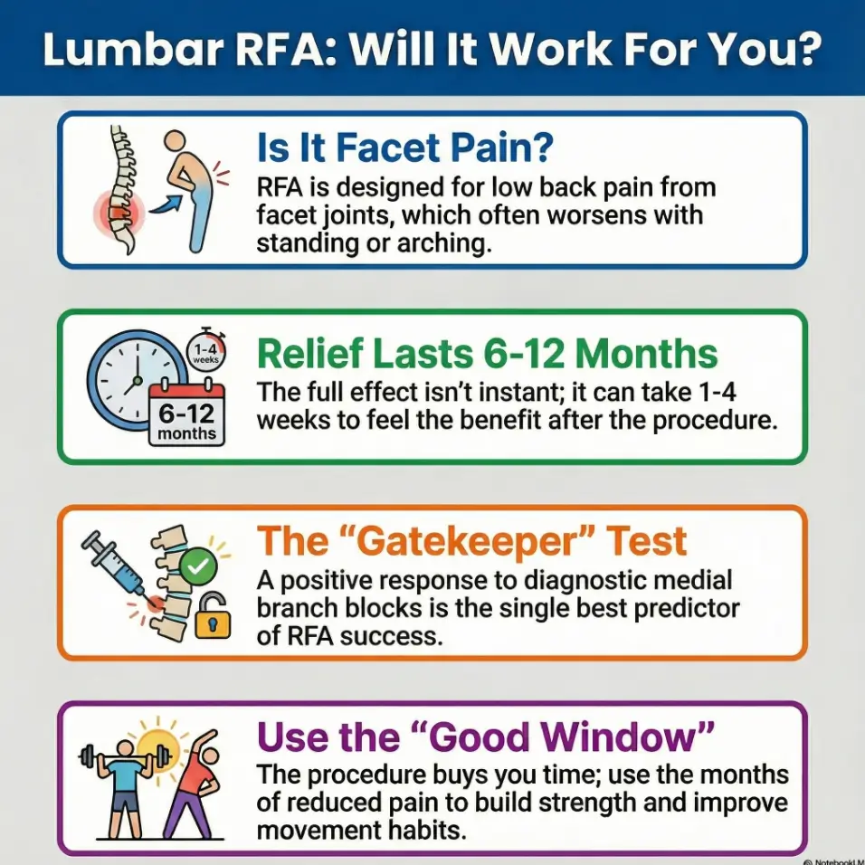 Lumbar Medial Branch RFA Duration: How Long Relief Lasts (and What Changes the Odds) 3 lumbar medial branch RFA duration