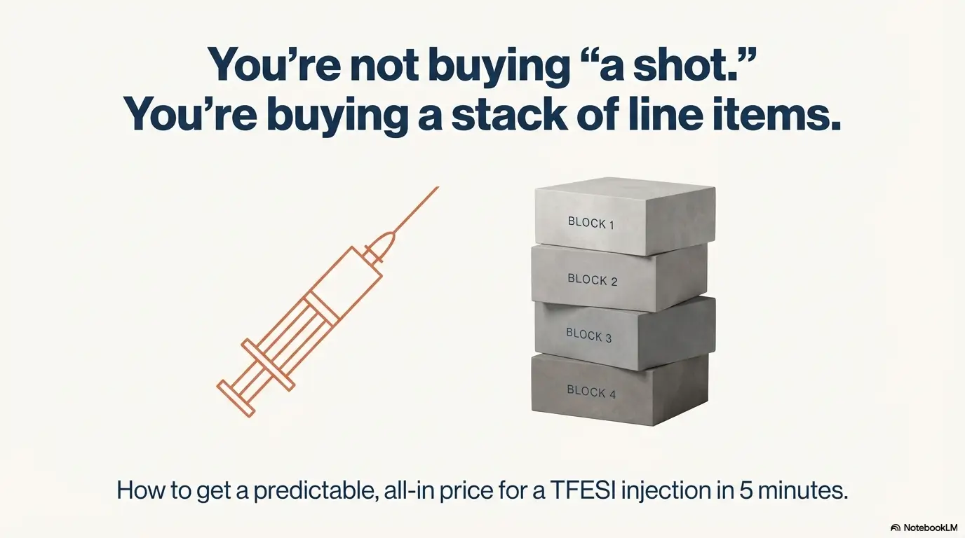 Self-Pay TFESI Cost: Real Cash Prices & Hidden Fees (Transforaminal Epidural Steroid Injection) 4 self-pay TFESI cost