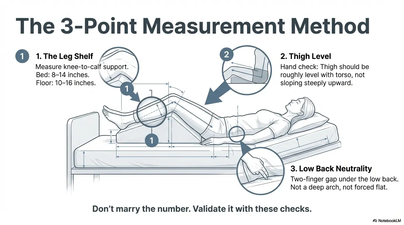 90/90 Position for Sciatica: Exact Pillow Height & Setup (Bed vs Floor) 3 90/90 position for sciatica