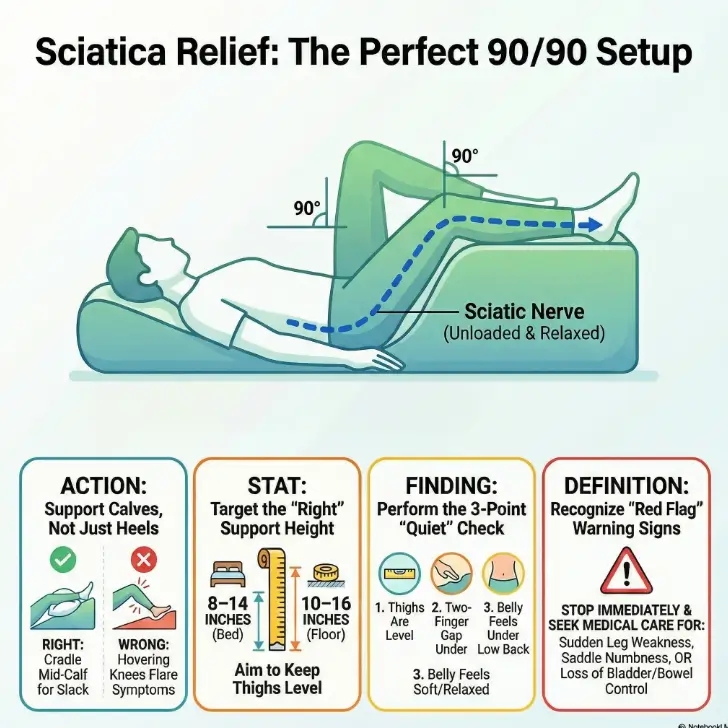 90/90 Position for Sciatica: Exact Pillow Height & Setup (Bed vs Floor) 2 90/90 position for sciatica