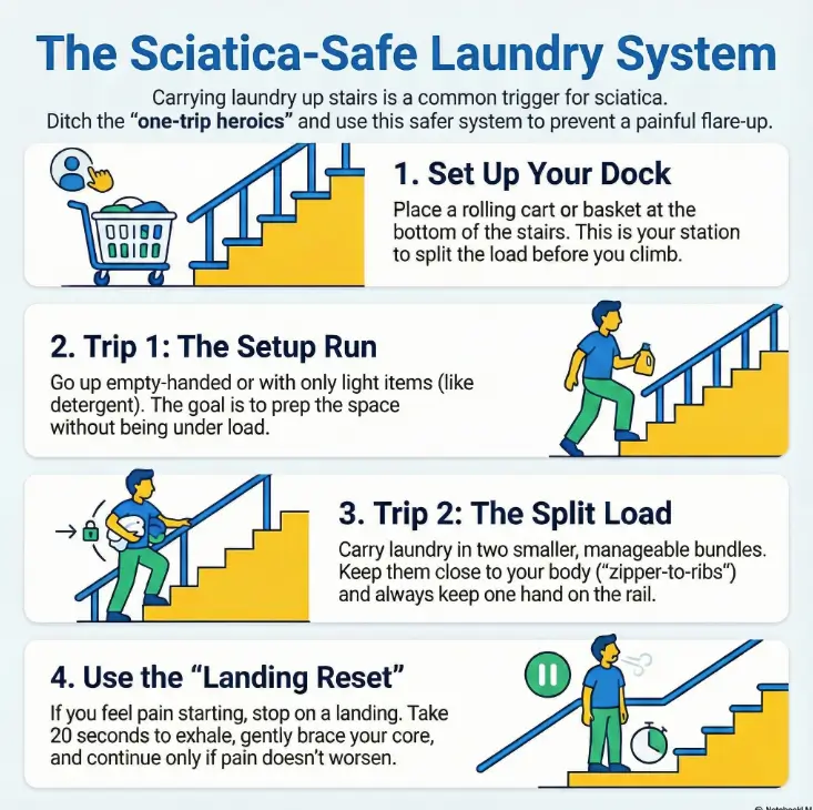 Carrying Laundry Up Stairs With Sciatica: Rolling Cart Setup + the Two-Trip Rule 3 carry laundry upstairs with sciatica