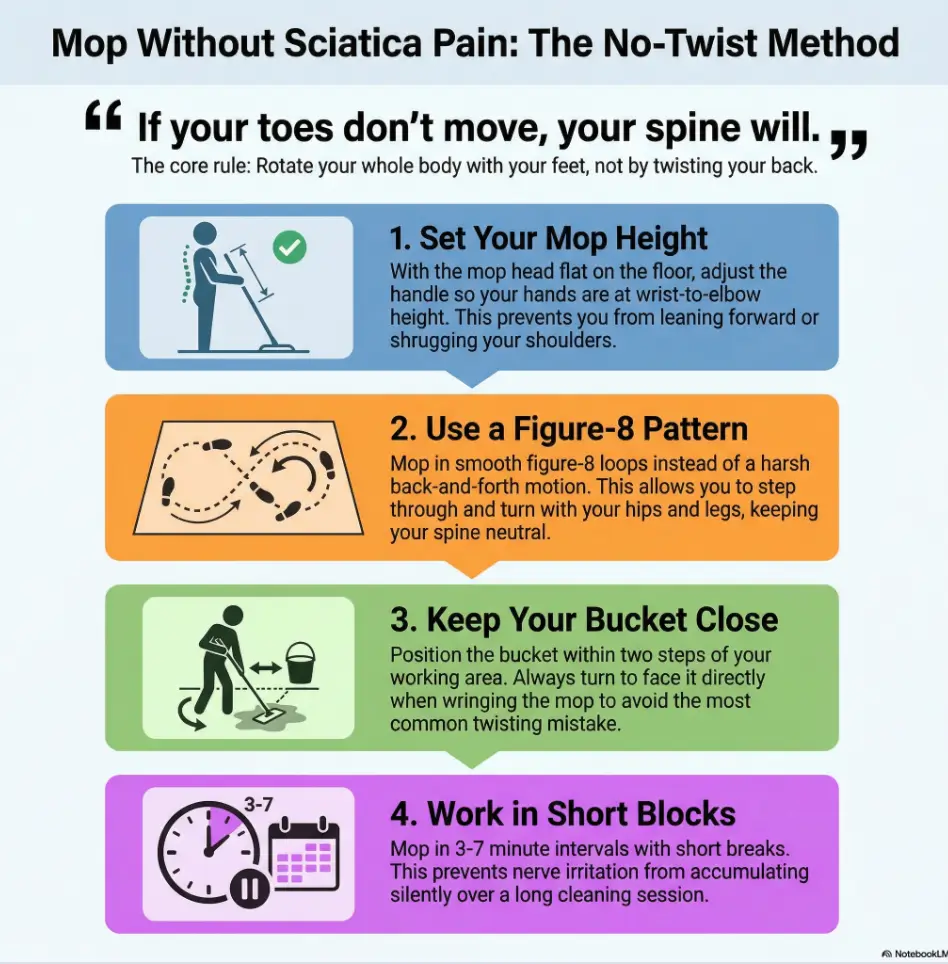 Mopping With Sciatica: Figure-8 Pattern + Correct Mop Handle Height (Stop the Twist) 3 mopping with sciatica