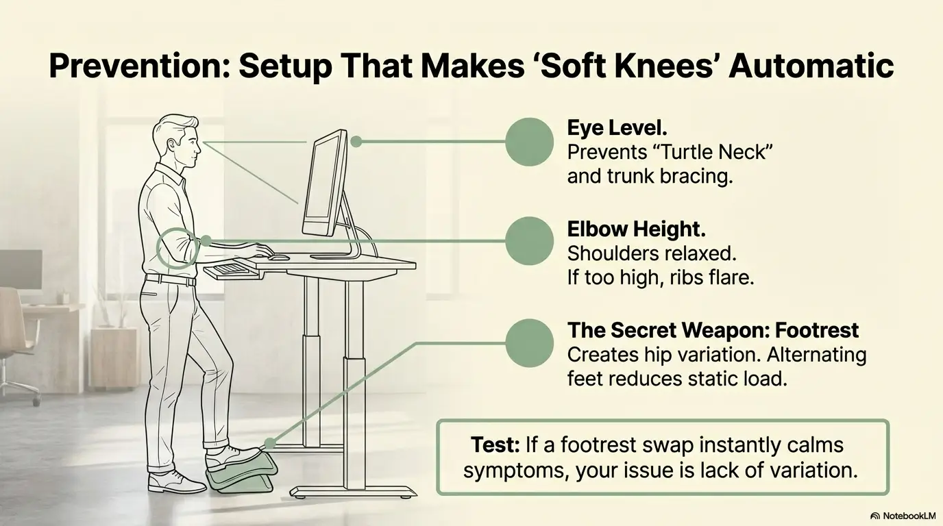 Standing Desk Sciatica: The “Locked Knees” Mistake That Triggers Nerve Pain (Fix in 60 Seconds) 5 standing desk sciatica