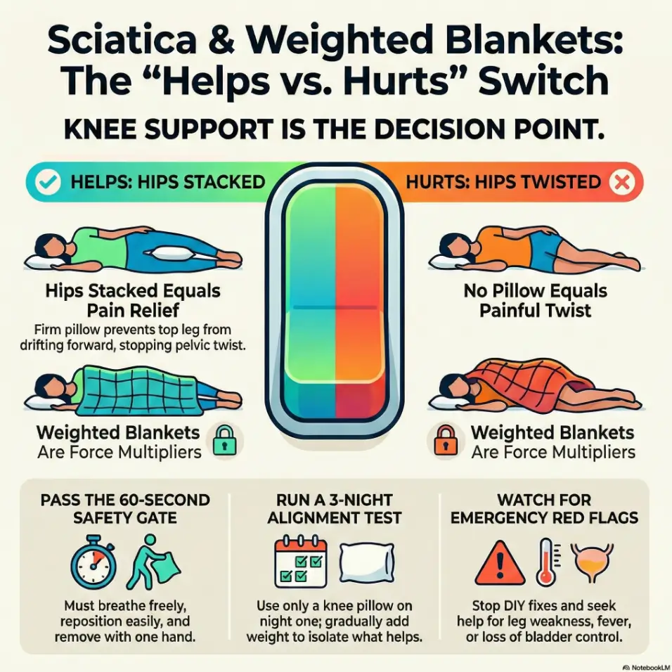 Weighted Blanket for Sciatica Side Sleepers: The Knee-Pillow Setup That Decides “Helps vs Hurts” 3 weighted blanket for sciatica