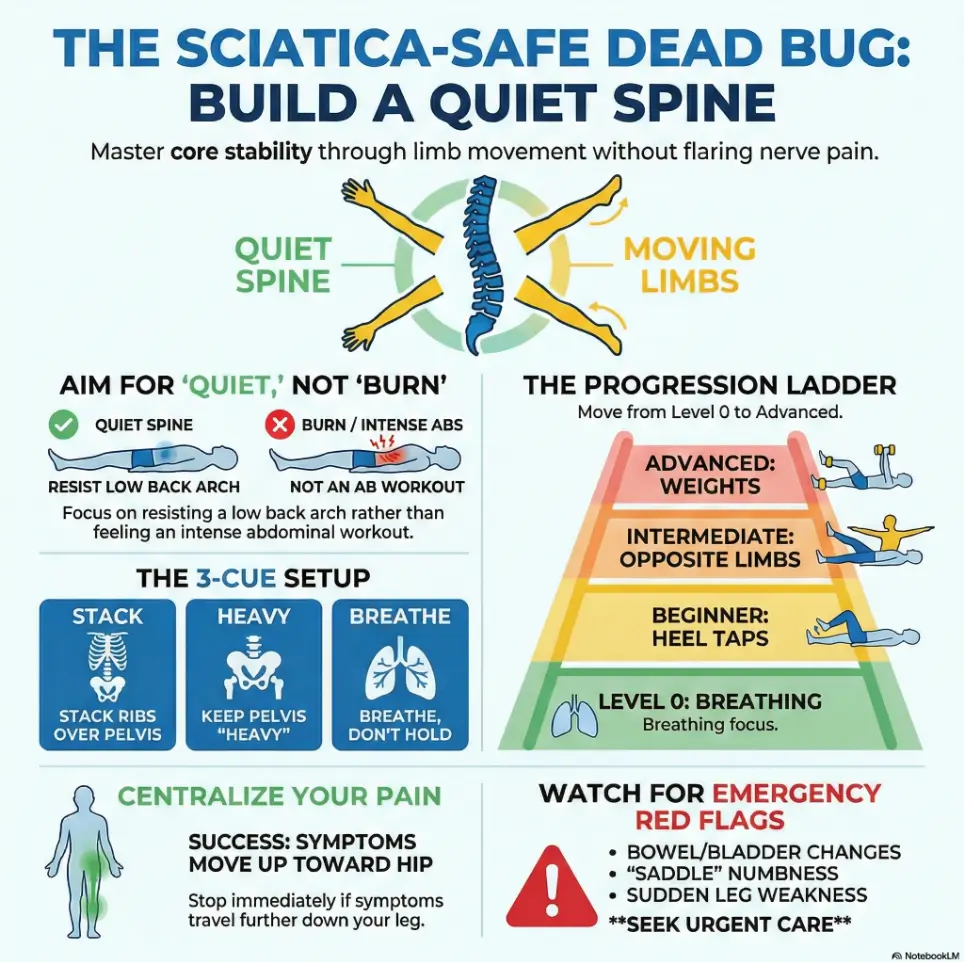 Dead Bug Progressions for Sciatica: Anti-Extension Core Without Planks (Beginner → Advanced) 3 dead bug exercise for sciatica