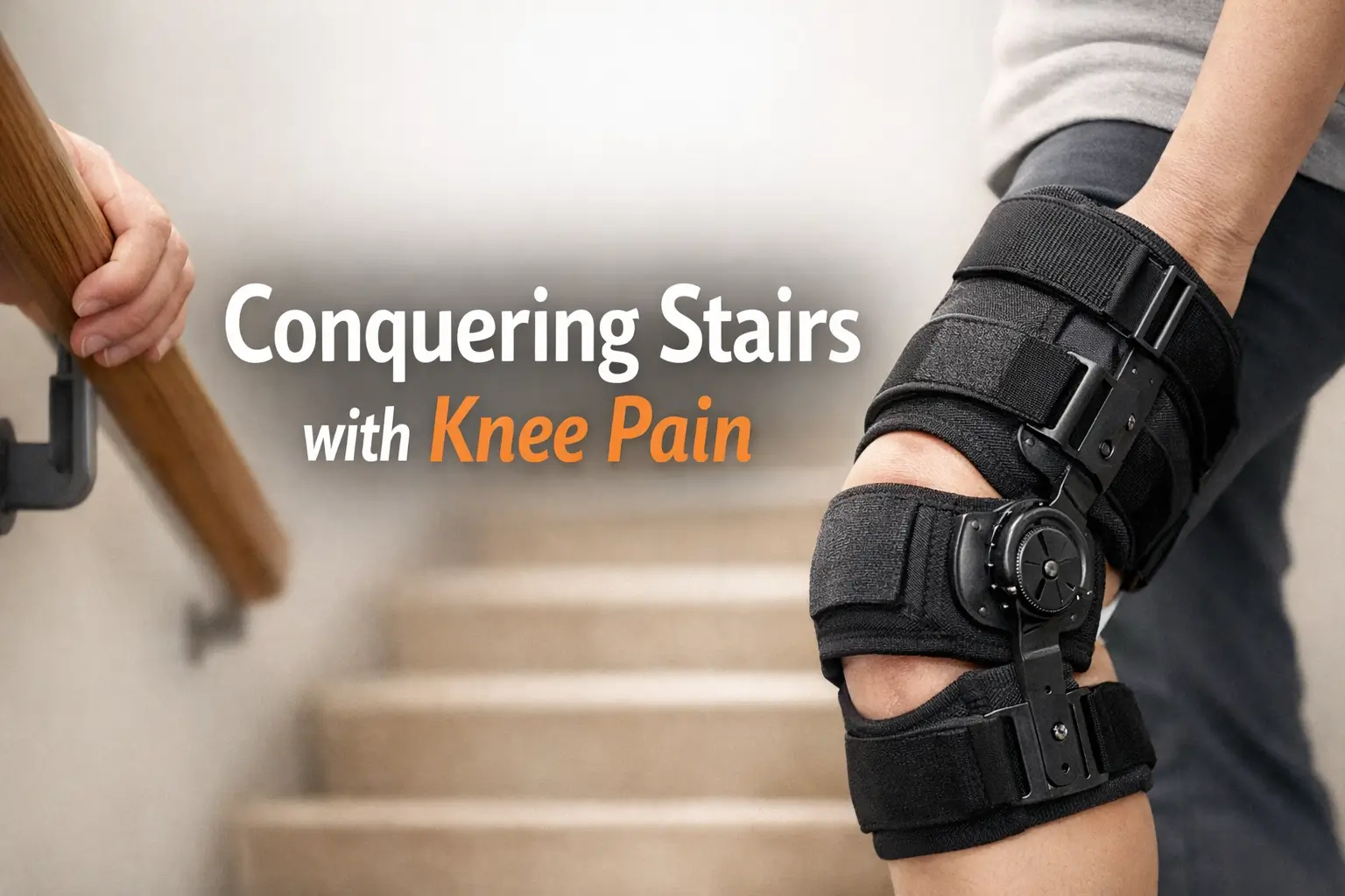 hinged knee brace for stairs
