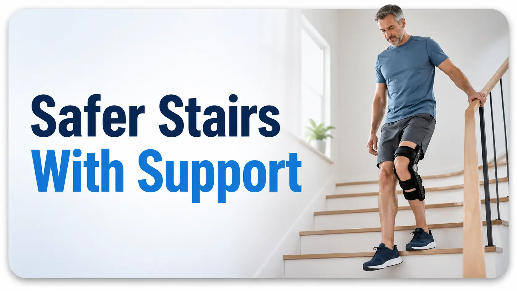 hinged knee brace for stairs