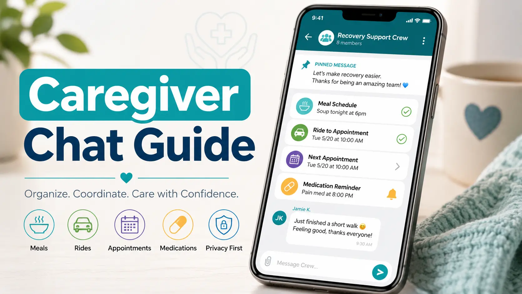 caregiver group chat after surgery