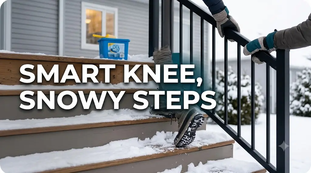 snowy steps with knee pain