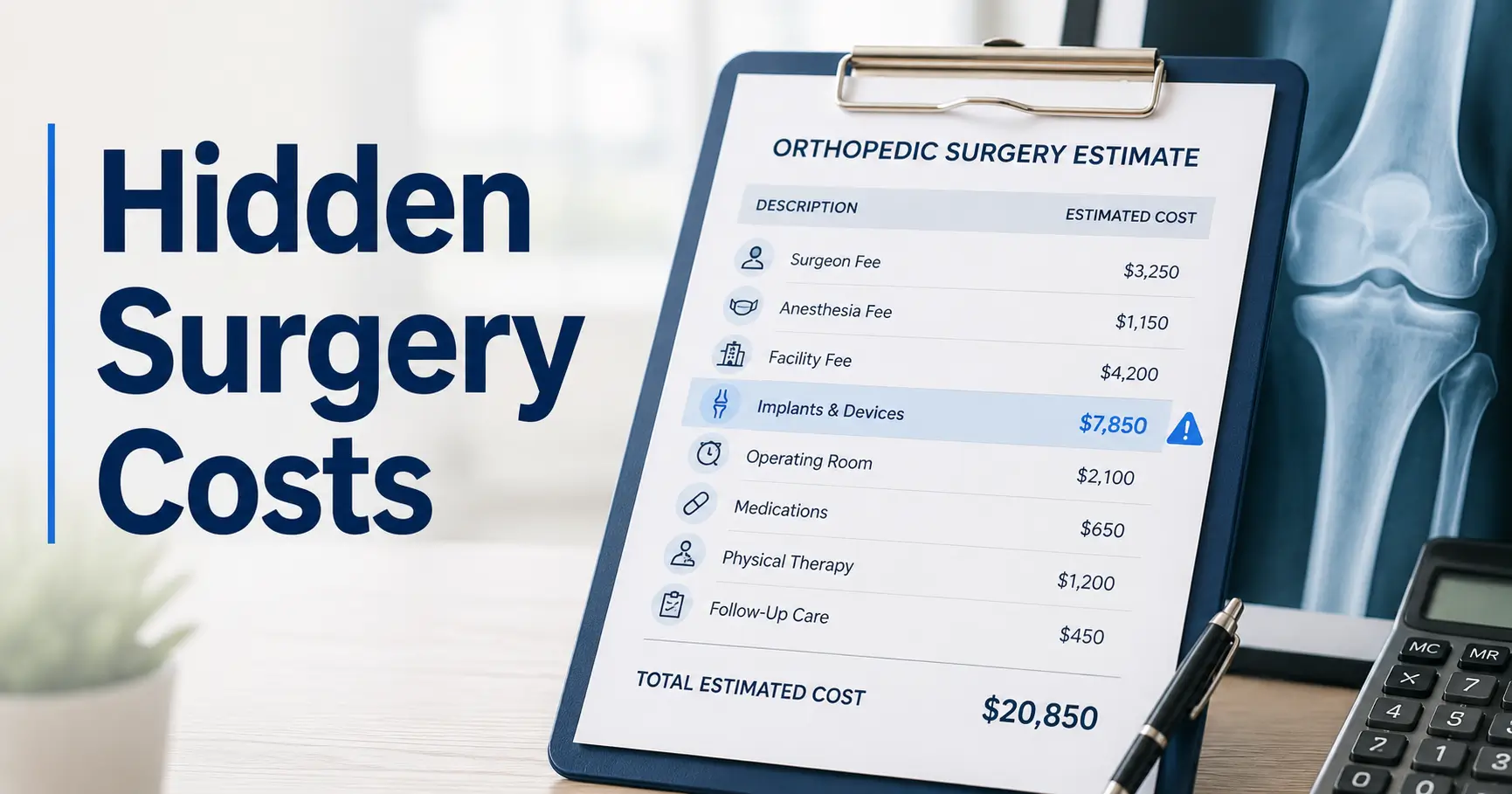 Orthopedic surgery estimate