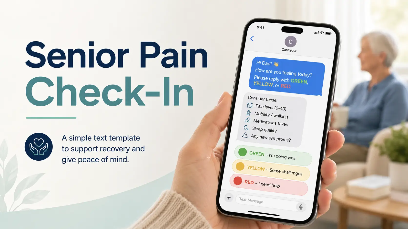 Senior pain recovery text template